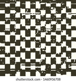 Abstract grunge vector background. Monochrome squared composition of irregular graphic elements.
