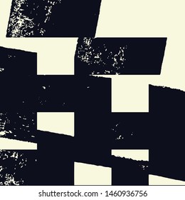 Abstract grunge vector background. Monochrome squared composition of irregular graphic elements.
