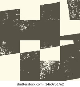 Abstract grunge vector background. Monochrome squared composition of irregular graphic elements.
