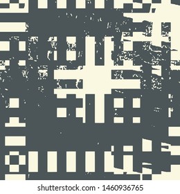Abstract grunge vector background. Monochrome squared composition of irregular graphic elements.