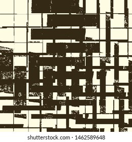 Abstract grunge vector background. Monochrome squared composition of irregular graphic elements.