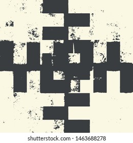 Abstract grunge vector background. Monochrome squared composition of irregular graphic elements.