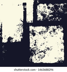 Abstract grunge vector background. Monochrome squared composition of irregular graphic elements.