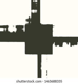 Abstract grunge vector background. Monochrome squared composition of irregular graphic elements.