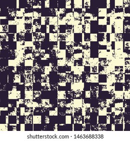 Abstract grunge vector background. Monochrome squared composition of irregular graphic elements.