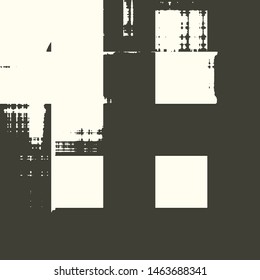 Abstract grunge vector background. Monochrome squared composition of irregular graphic elements.