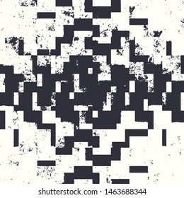 Abstract grunge vector background. Monochrome squared composition of irregular graphic elements.