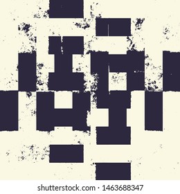 Abstract grunge vector background. Monochrome squared composition of irregular graphic elements.