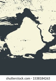 Abstract grunge vector background. Monochrome handcrafted composition of irregular graphic elements.