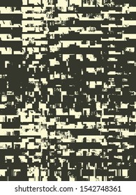 Abstract grunge vector background. Monochrome composition of irregular graphic elements.