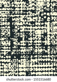 Abstract grunge vector background. Monochrome composition of irregular graphic elements.
