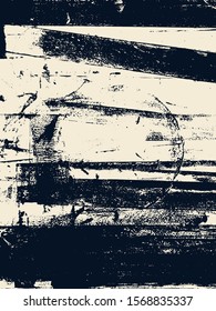 Abstract grunge vector background. Monochrome handcrafted composition of irregular graphic elements.
