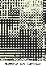 Abstract grunge vector background. Monochrome composition of irregular graphic elements.