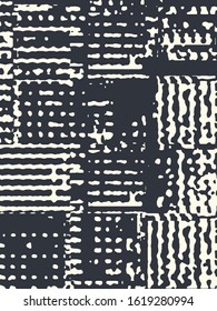 Abstract grunge vector background. Monochrome composition of irregular graphic elements.