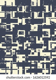 Abstract grunge vector background. Monochrome composition of irregular graphic elements.