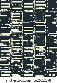 Abstract grunge vector background. Monochrome composition of irregular graphic elements.