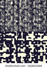 Abstract grunge vector background. Monochrome composition of irregular graphic elements.