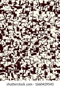 Abstrakter brüchiger Hintergrund der Vektorillustration. Monochrome Zusammensetzung unregelmäßiger geometrischer Risse strukturierter grafischer Elemente.