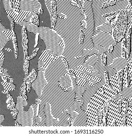 Abstract grunge vector background. Monochrome raster composition of irregular overlapping graphic elements.