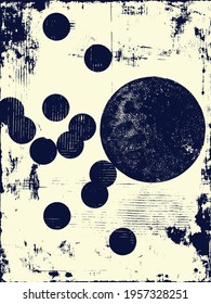 Abstract grunge vector background. Monochrome handmade composition of irregular graphic elements.