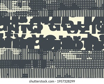 Abstract grunge vector background. Monochrome handmade composition of irregular graphic elements.