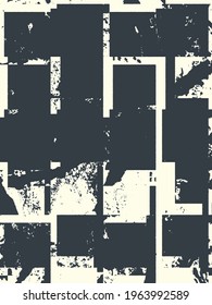 Abstract grunge vector background. Monochrome handcrafted composition of irregular graphic elements.