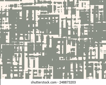 Abstract grunge vector background. Monochrome textural composition of irregular geometric elements.