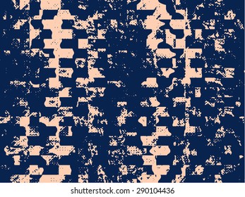 Abstract grunge vector background. Monochrome composition of irregular overlapping geometric elements.