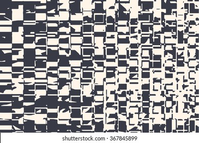 Abstract grunge vector background. Monochrome composition of irregular geometric elements.