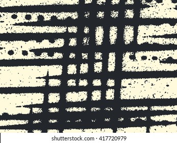 Abstract grunge vector background. Monochrome horizontal composition of irregular geometric shapes created using handmade camera-less photographic print.