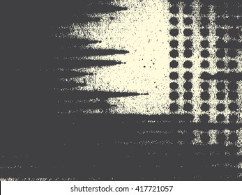 Abstract grunge vector background. Monochrome horizontal composition of irregular geometric shapes created using handmade camera-less photographic print.