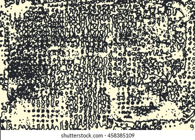 Abstract grunge vector background. Monochrome composition of irregular geometric shapes created using handmade camera-less photographic print.