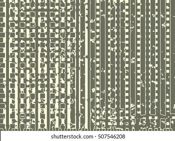 Abstract grunge vector background. Monochrome composition of irregular overlapping graphic elements.