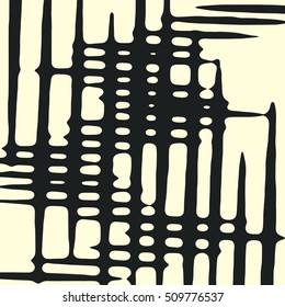 Abstract grunge vector background. Monochrome raster composition of irregular overlapping graphic elements.