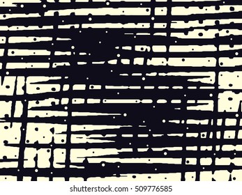 Abstract grunge vector background. Monochrome composition of irregular overlapping graphic elements.