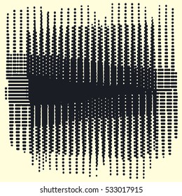 Abstract grunge vector background. Monochrome squared raster composition of irregular overlapping graphic elements.