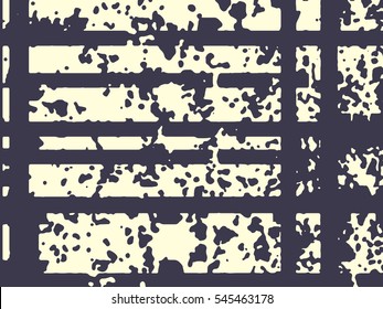 Abstract grunge vector background. Monochrome composition of irregular overlapping graphic elements.