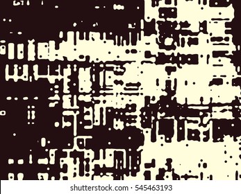 Abstract grunge vector background. Monochrome composition of irregular overlapping graphic elements.