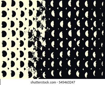 Abstract grunge vector background. Monochrome composition of irregular overlapping graphic elements.