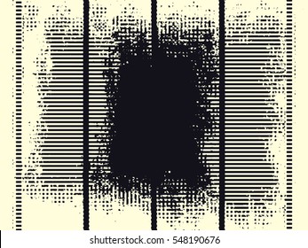 Abstract grunge vector background. Monochrome raster composition of irregular overlapping graphic elements.