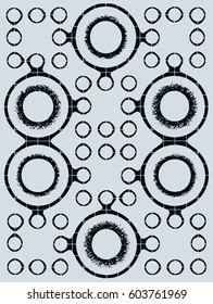 Abstract grunge vector background. Monochrome composition of irregular graphic elements.