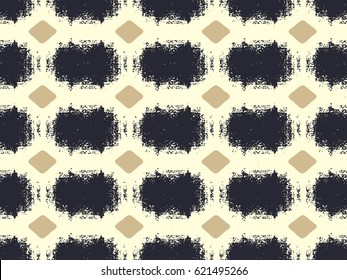 Abstract grunge vector background. Monochrome squared composition of irregular circular  graphic elements.