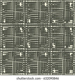 Abstract grunge vector background. Monochrome squared composition of irregular repeated graphic elements.