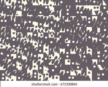 Abstract grunge vector background. Monochrome raster composition of irregular graphic elements.