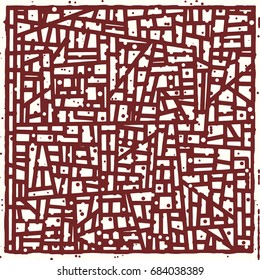 Abstract grunge vector background. Monochrome raster composition of irregular graphic elements.