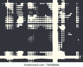 Abstract grunge vector background. Monochrome raster composition of irregular graphic elements.