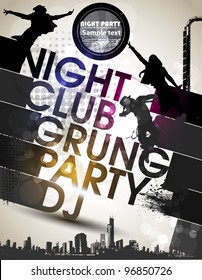 Abstract Grunge Vector Background For Party.  Text Line