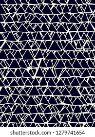 Abstract grunge vector background. Two color composition of irregular overlapping triangular graphic elements.