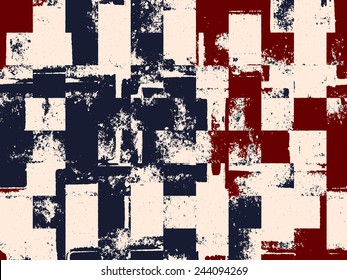 Abstract grunge vector background. Two-tone composition of overlapping geometric shapes. Created using handmade camera-less print.