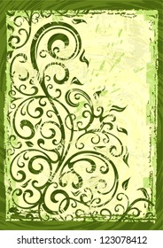 Abstract grunge vector floral illustration.